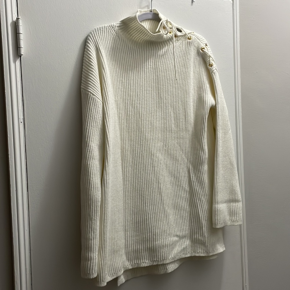 J. Crew tie turtleneck tunic sweater in ivory